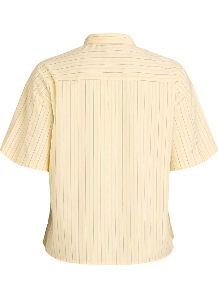 Stripete bluse i en Loose fit, Gul, Packshot image number 1