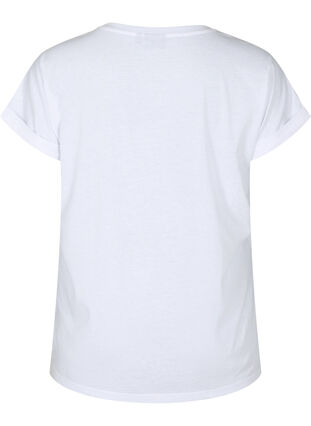 Kortermet t-skjorte i bomullsblanding, Bright White, Packshot image number 1