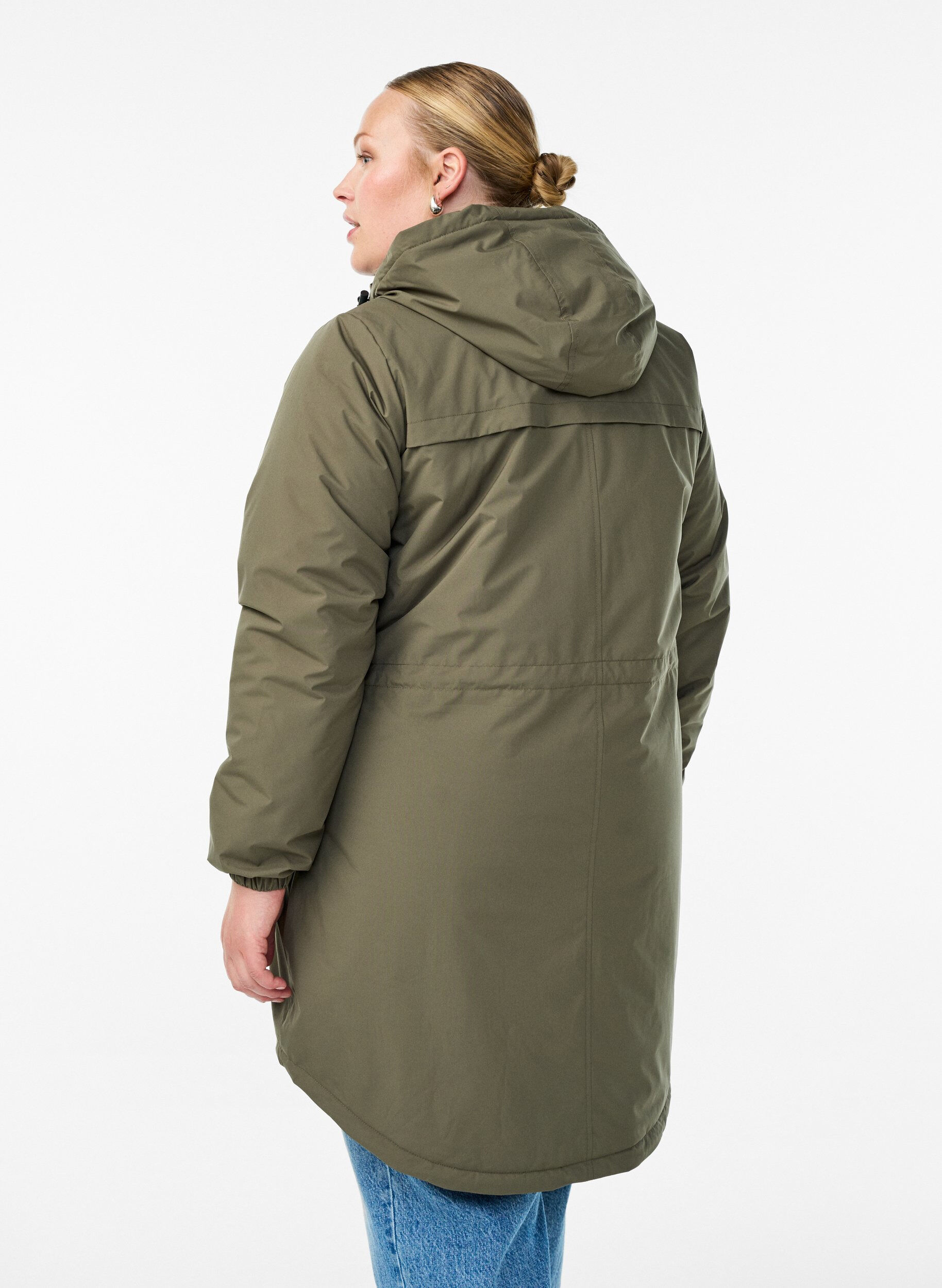 ZizziLett polstret parka med hette, Gr&oslash;nn, Model image number 2