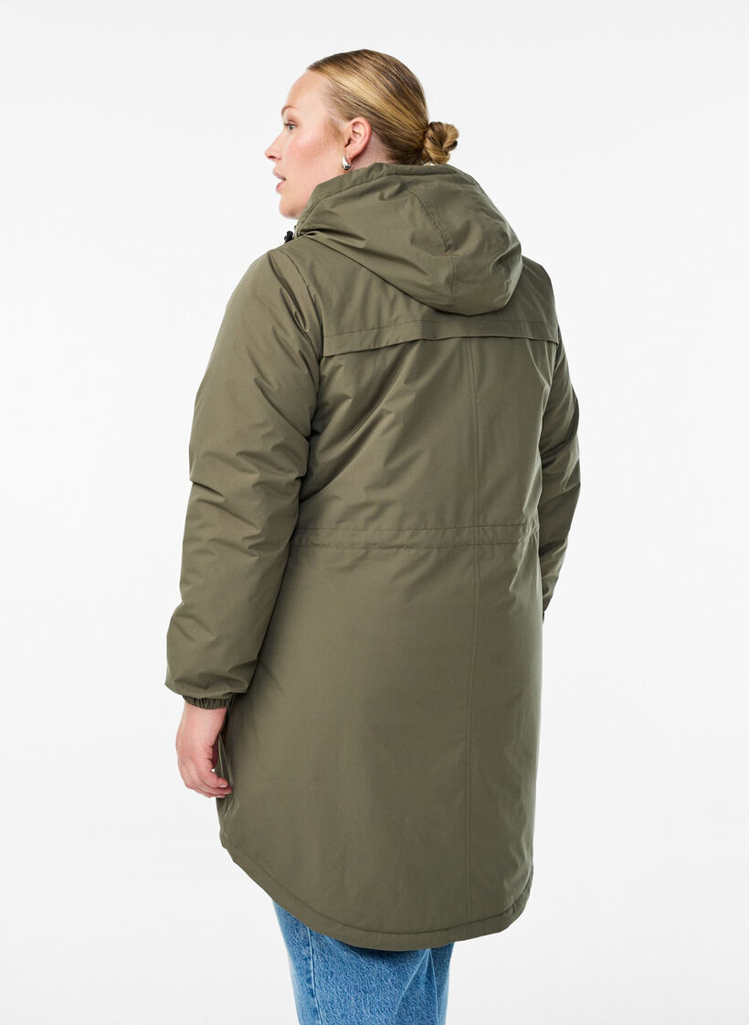 Lett polstret parka med hette, Gr&oslash;nn, Model image number 2