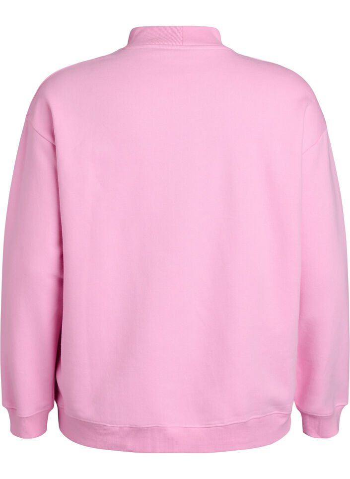 Sweatshirt med h&oslash;y hals og lange ermer, Rosa, Packshot image number 1