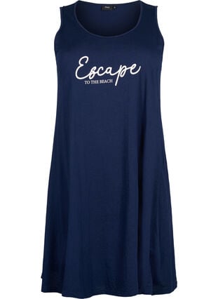 Ermeløs kjole i bomull med A-form, Navy B. W. Escape, Packshot image number 0