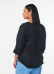 Bluse i bomullsmuslin med broderie anglaise, Svart, Model image number 2