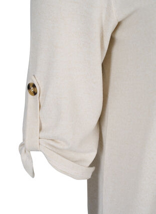 Bluse med knapper og 3/4-ermer, Pumice Stone Melange, Packshot image number 3