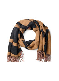 Mykt skjerf med frynser, Black/T. Brown