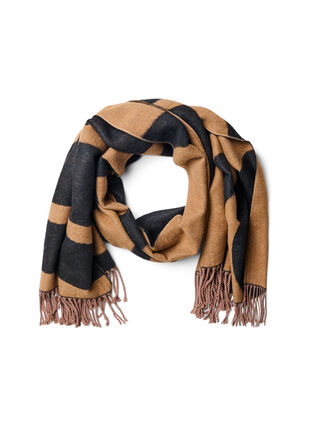 Mykt skjerf med frynser, Black/T. Brown, Packshot image number 0