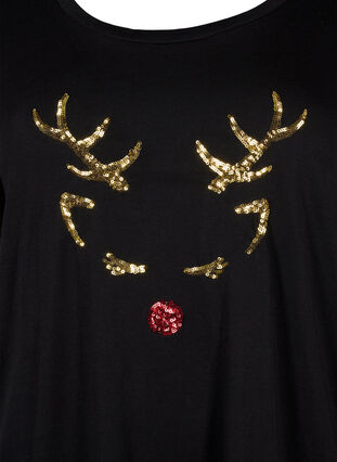T-skjorte med julemotiv i bomull, Black Reindeer, Packshot image number 2