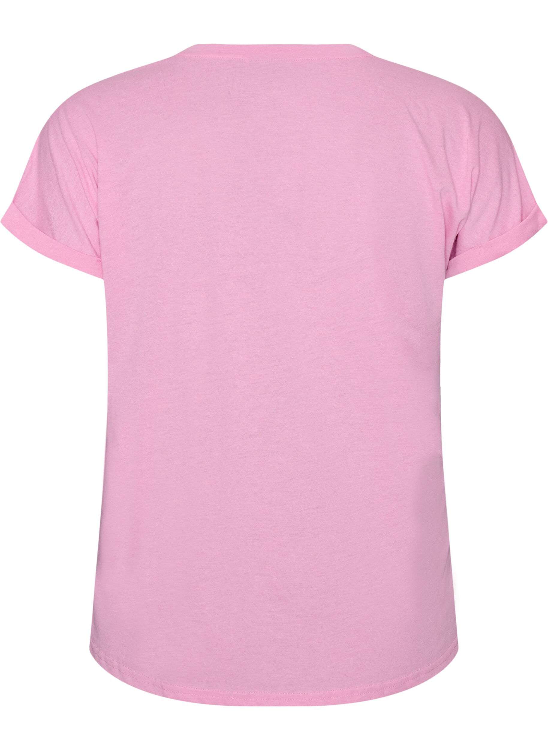 ZizziKortermet T-skjorte i bomullsblanding, Rosa, Packshot image number 1