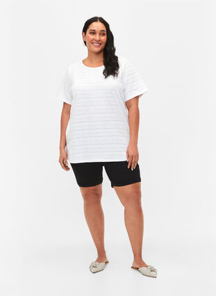 Kortermet bomull t-skjorte, Bright White, Model image number 2