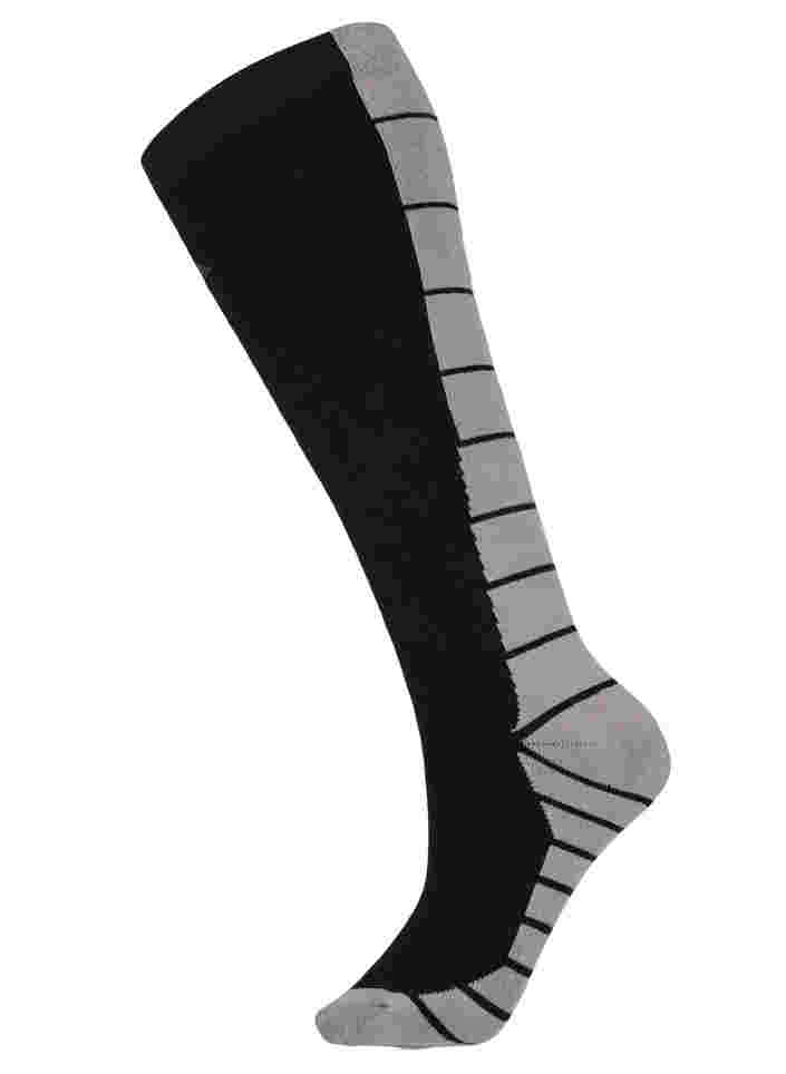 Skistrømper i bomull, Black/Medium Grey, Packshot image number 0