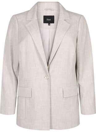 Zizzi Melert blazer med knappelukking, String, Packshot image number 0