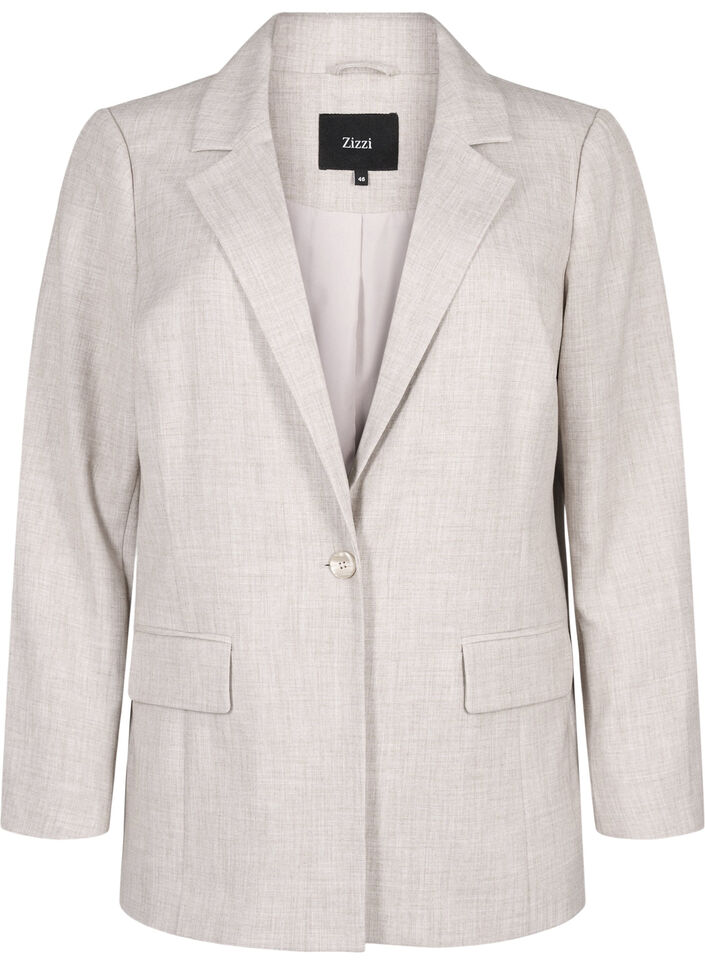 Melert blazer med knappelukking, String, Packshot image number 0