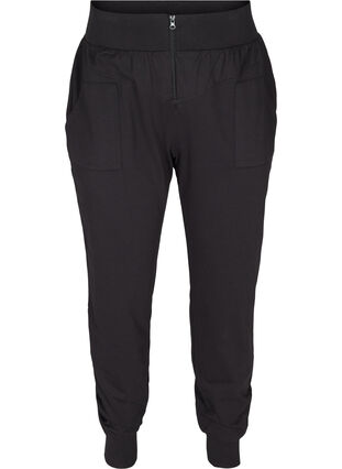 Løse bukser med glidelås og lommer, Black, Packshot image number 0