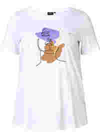T-skjorte i bomull med rund hals og trykk
