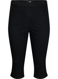 FLASH - Slim fit capribukser i denim med høyt liv, Black