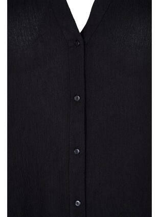 Kortermet viskoseskjorte med V-hals, Black, Packshot image number 2