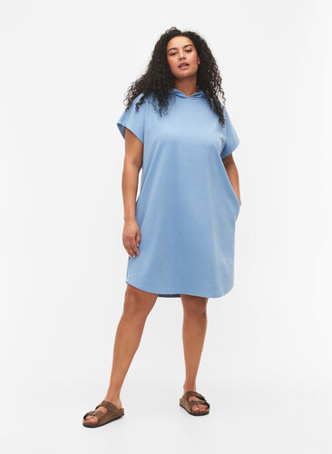Kortermet kjole med hette, Faded Denim, Model image number 2