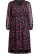 Chiffonkjole med blomstertrykk og lange ermer, Svart, Packshot image number 0