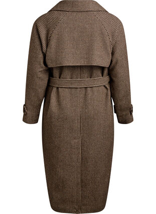 Zizzi Rutete kåpe med belte, Brown Check , Packshot image number 1