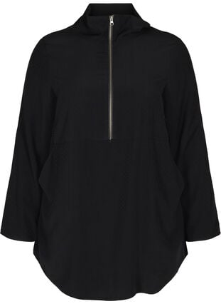 Langermet tunika med glidelås, Black, Packshot image number 0