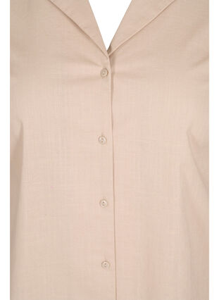 Lang bomullsskjorte med korte ermer, Humus, Packshot image number 2