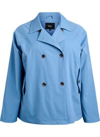 Kort trenchcoat med lommer, Blå Kort trenchcoat med lommer