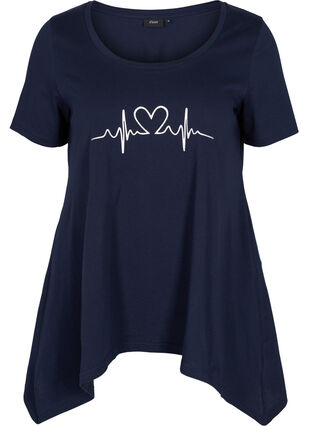 T-skjorte i bomull med A-form, Night Sky Silv Heart, Packshot image number 0
