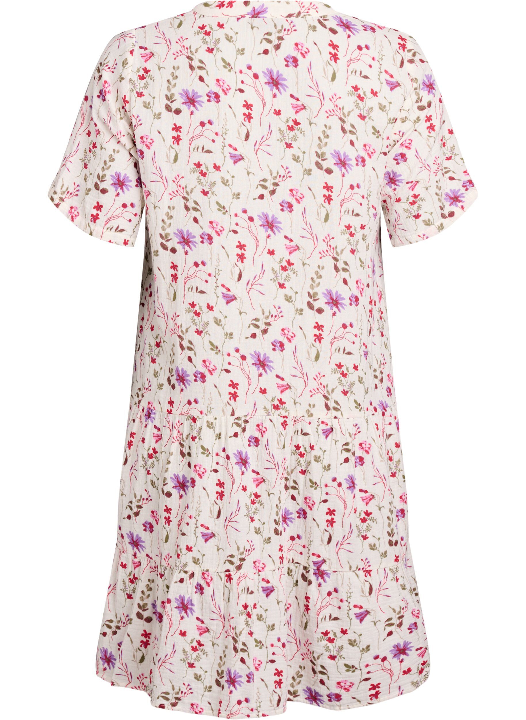 ZizziKort A-linjekjole i bomullsmuslin, Beige, Packshot image number 1