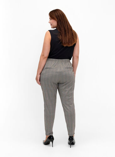 Cropped Maddison bukser med rutete mønster, Beige Brown Check, Model image number 1