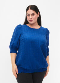 Smokkbluse med lyocell (TENCEL™), Strong Blue, Model