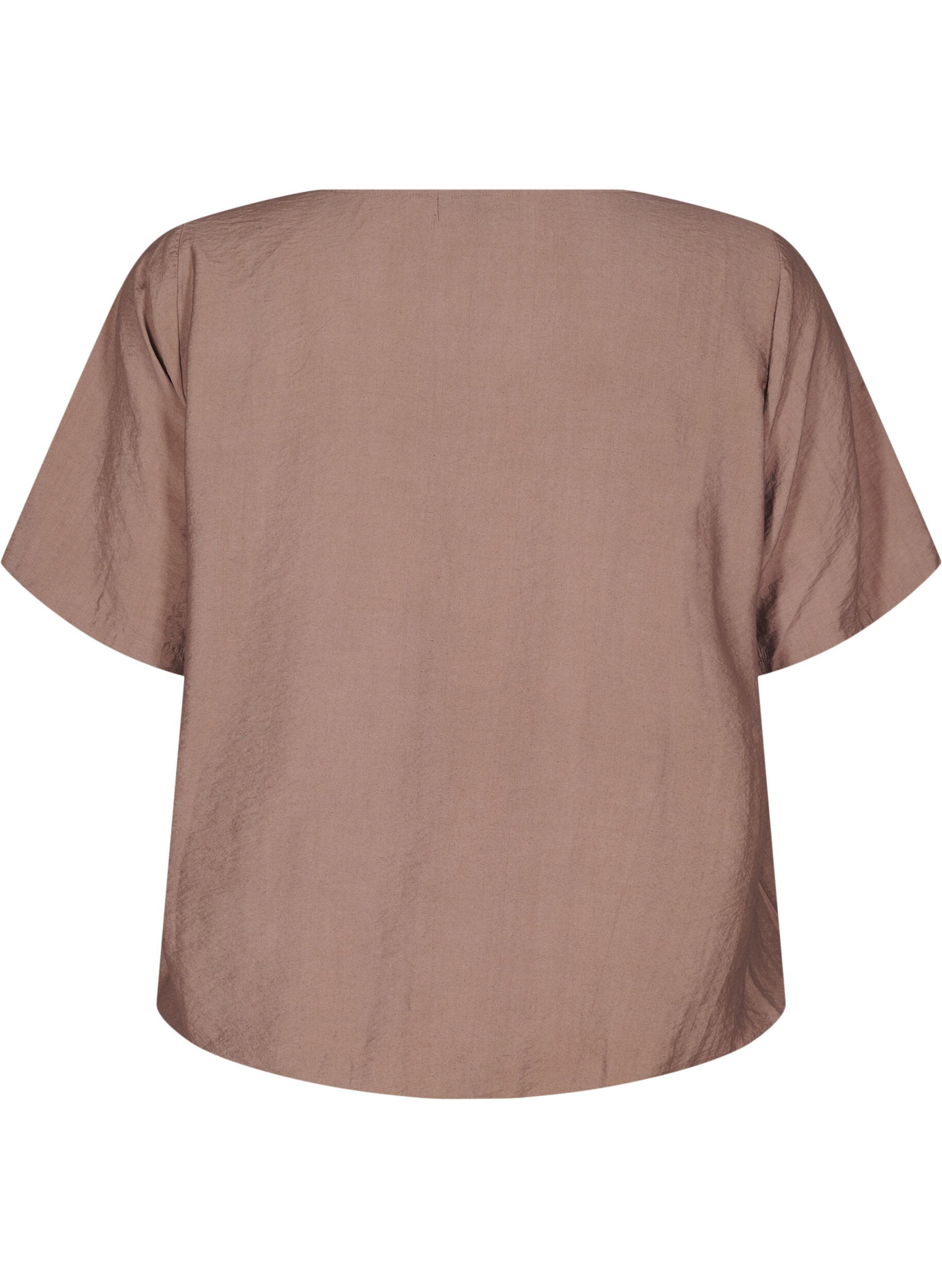 Zizzi Kortermet bluse med elastisk fold, Brun, Packshot image number 1