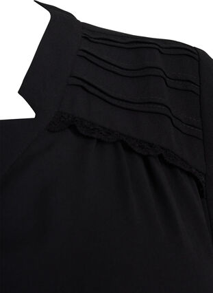 Bluse med lange ermer og knappelukking, Black, Packshot image number 3