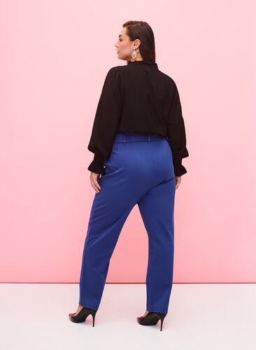 Bukser med høy midje, volanger og knytebånd, Blue Quartz, Model image number 1