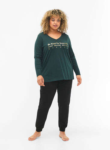 Nattskjorte i bomull med teksttrykk, Scarab, Model image number 2