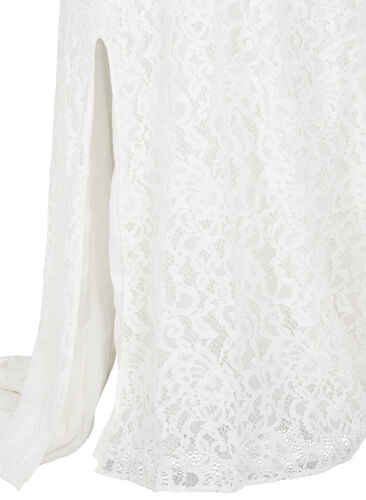 Brudekjole med blonder og splitt, Star White, Packshot image number 3