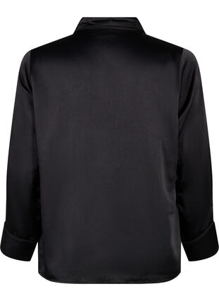 Zizzi Nattskjorte i sateng, Black, Packshot image number 1