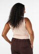 Ensfarget basic topp i bomull, Beige, Model image number 2