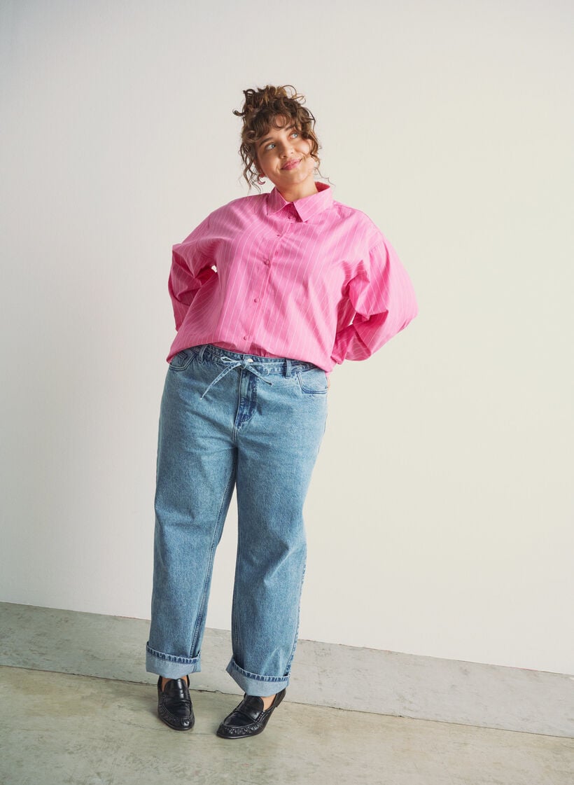 Straight fit jeans med knytebelte, Blå, Image image number 0