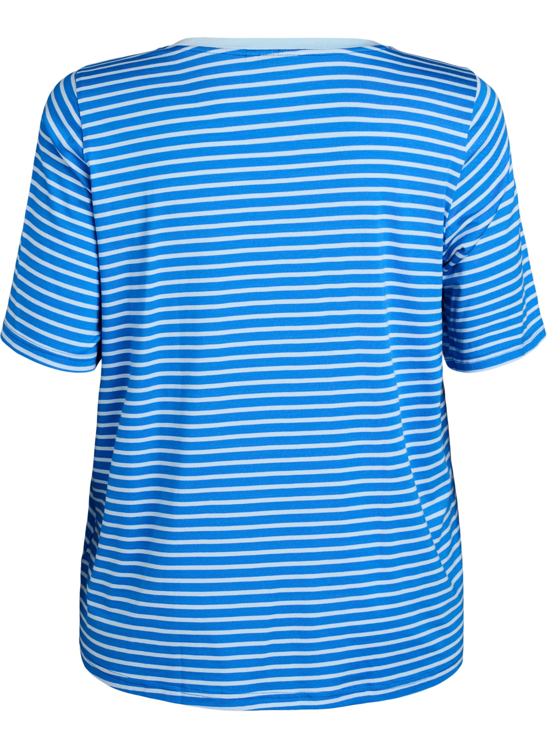 ZizziT-skjorte med TENCEL&trade; Lyocell og striper, Bl&aring;, Packshot image number 1