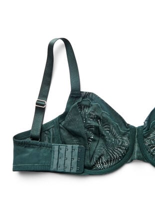 Zizzi Heldekkende BH med bøyle og blonder, Scarab, Packshot image number 3