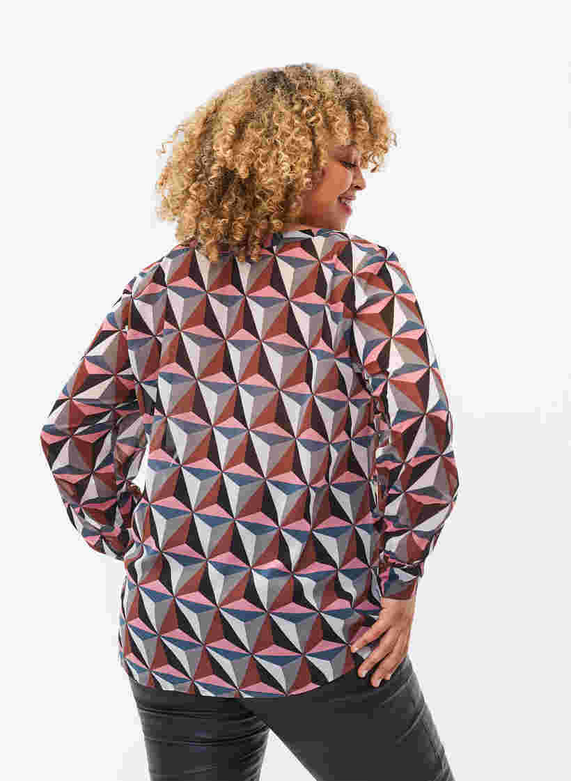 Skjorte med V-hals og mønster, Graphic Pink, Model image number 1