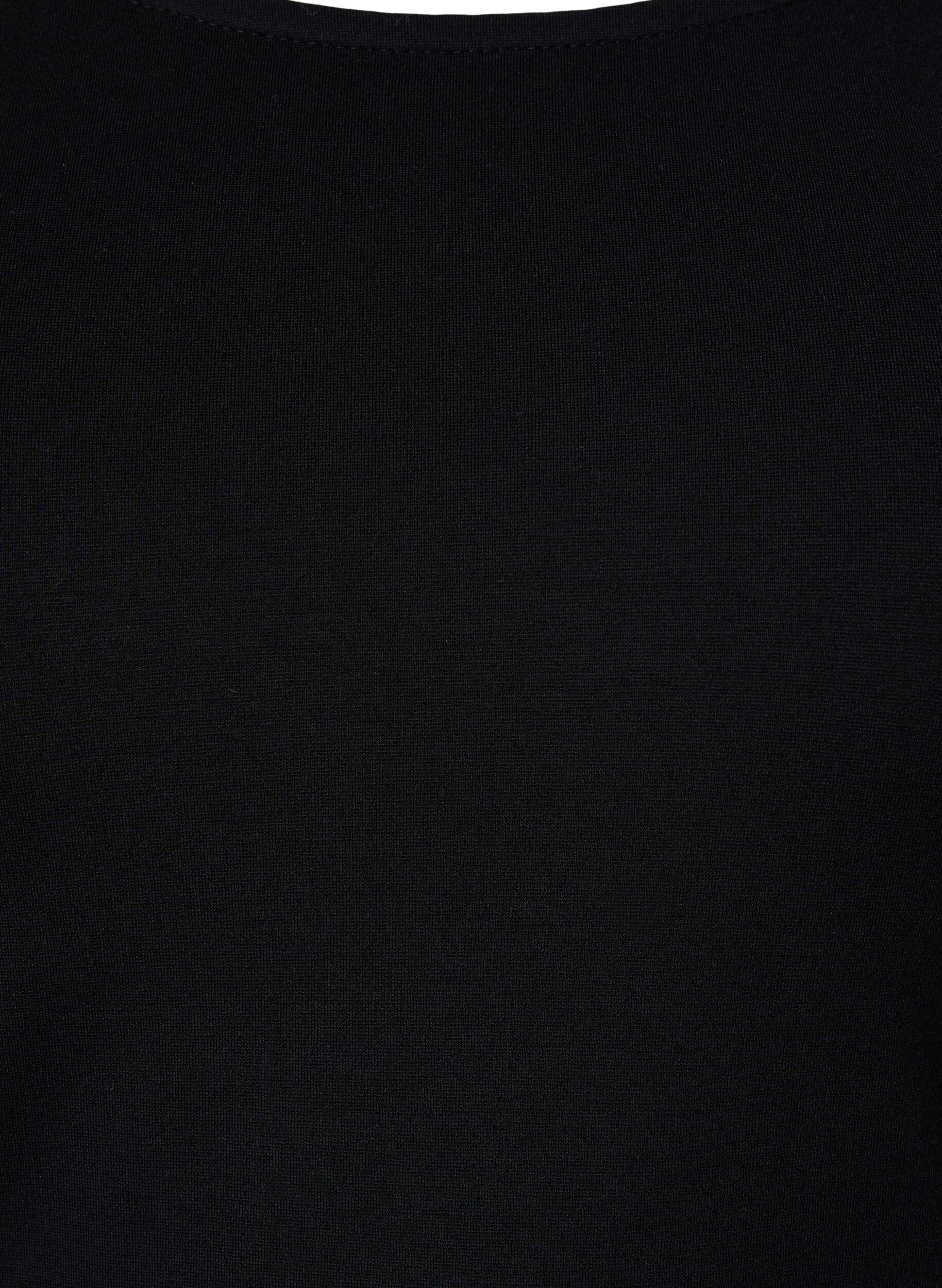 Zizzi Ensfarget kjole med 3/4-ermer og splitt, Black, Packshot image number 2