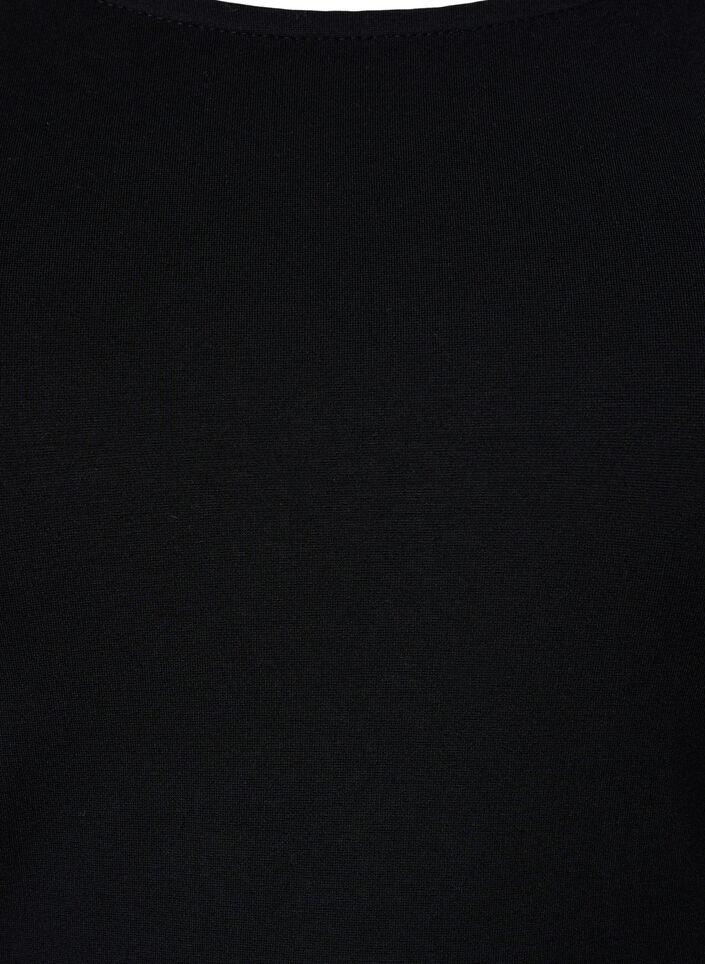 Ensfarget kjole med 3/4-ermer og splitt, Black, Packshot image number 2