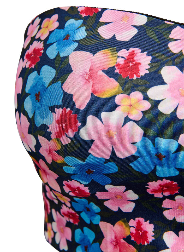 Blomstret bandeau bikinitopp, Rosa, Packshot image number 2