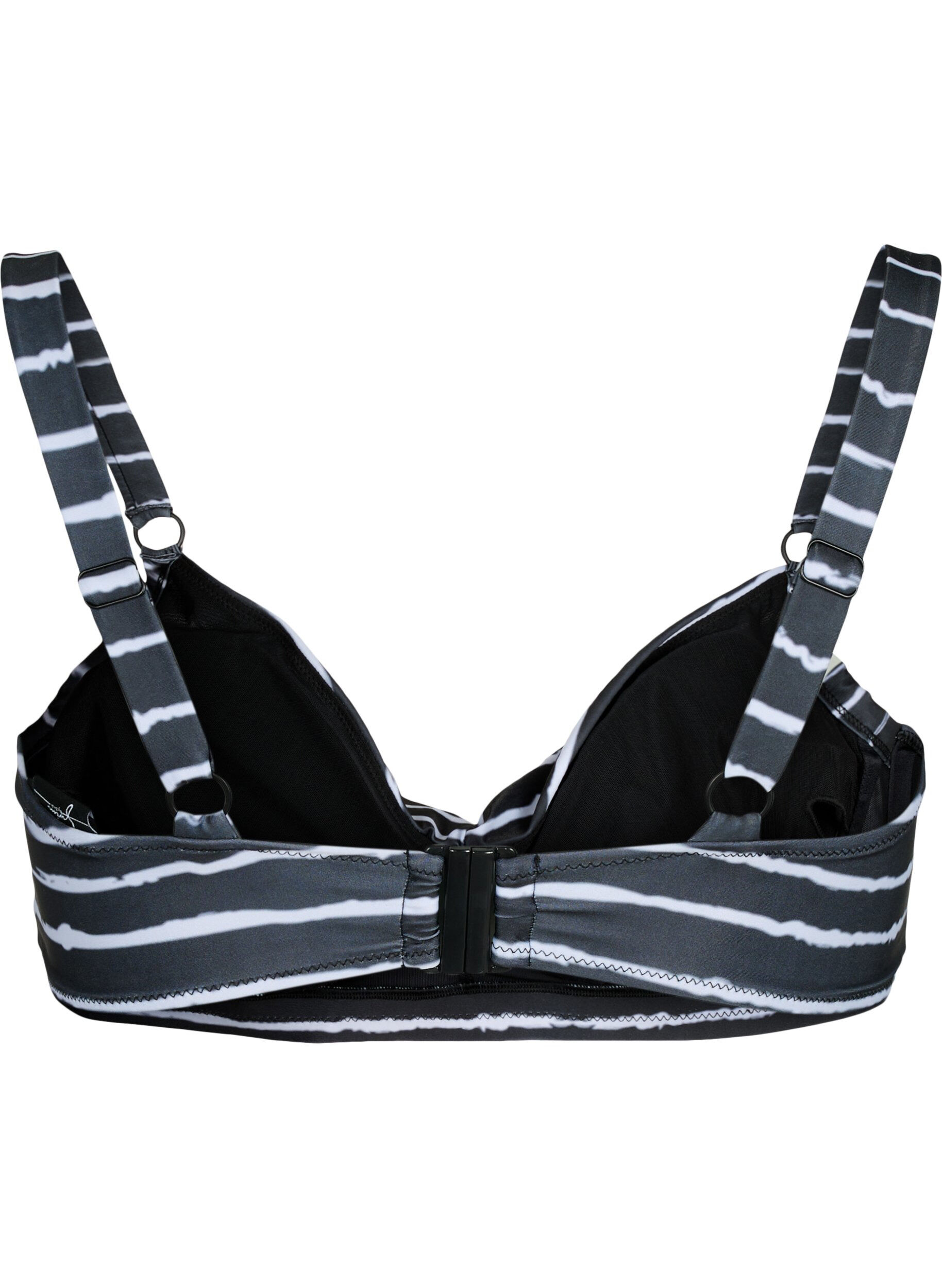 Zizzi Bikini-BH med trykk og b&oslash;yle, Black White Stripe, Packshot image number 1