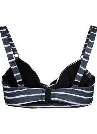 Zizzi Bikini-BH med trykk og bøyle, Black White Stripe, Packshot image number 1
