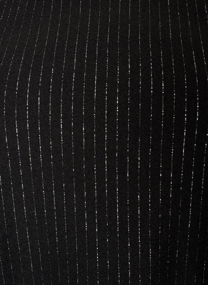 Kort A-linjekjole med glitterstriper, Svart, Packshot image number 2