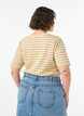 T-shirt med striper og ribbestrikket struktur, Gul, Model image number 2