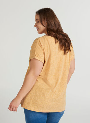 Melert T-skjorte i bomull , Mineral Yellow Mélange, Model image number 1
