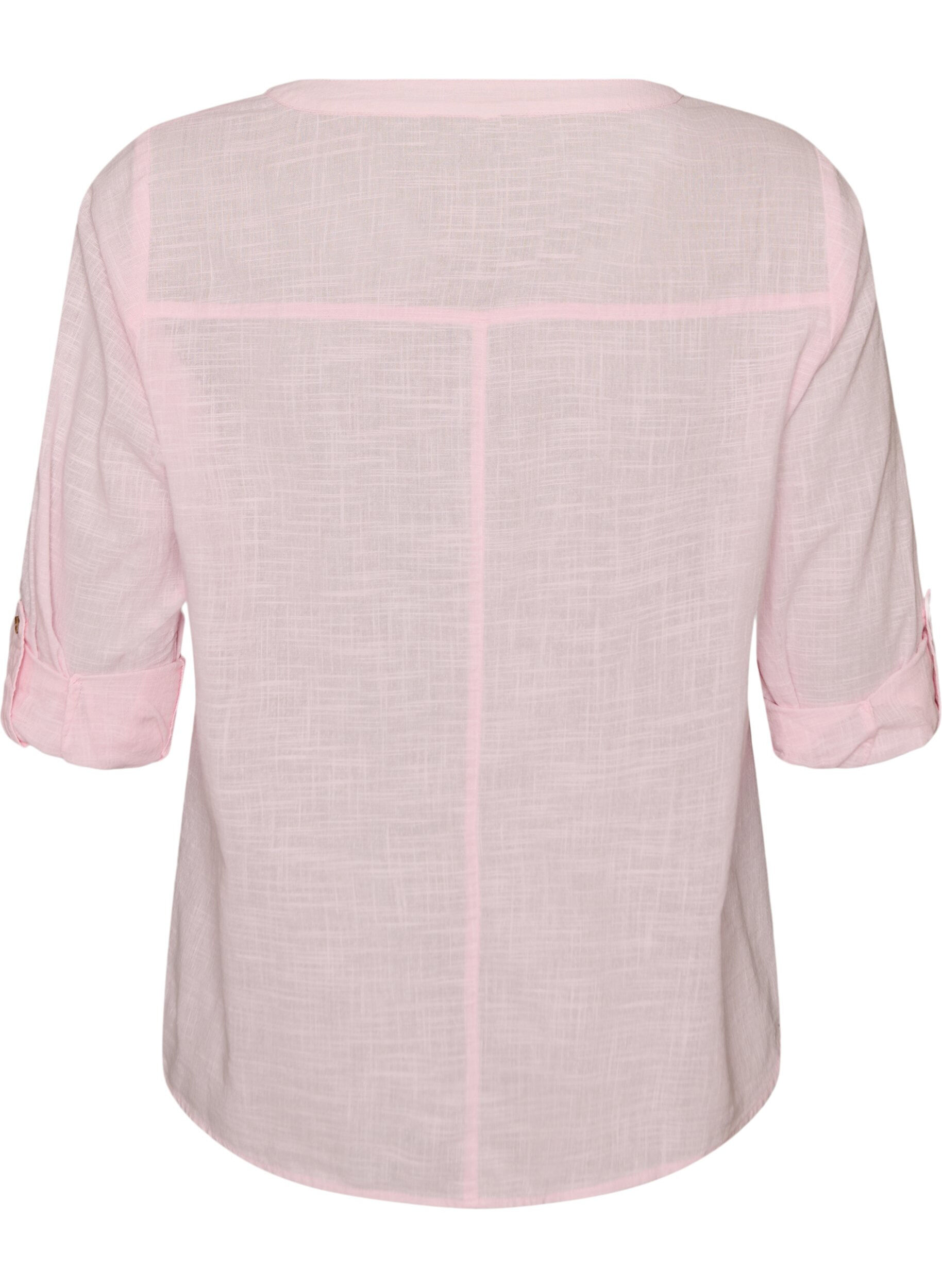 ZizziBomullsbluse med V-hals, Rosa, Packshot image number 1